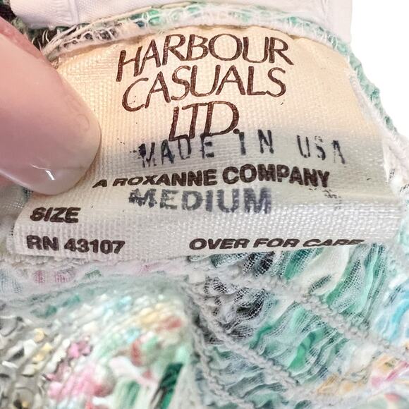 Vtg 80s Neiman Marcus Strapless Smocked Pin Up Tiki Dress Tropical Floral Size M - Picture 8 of 11